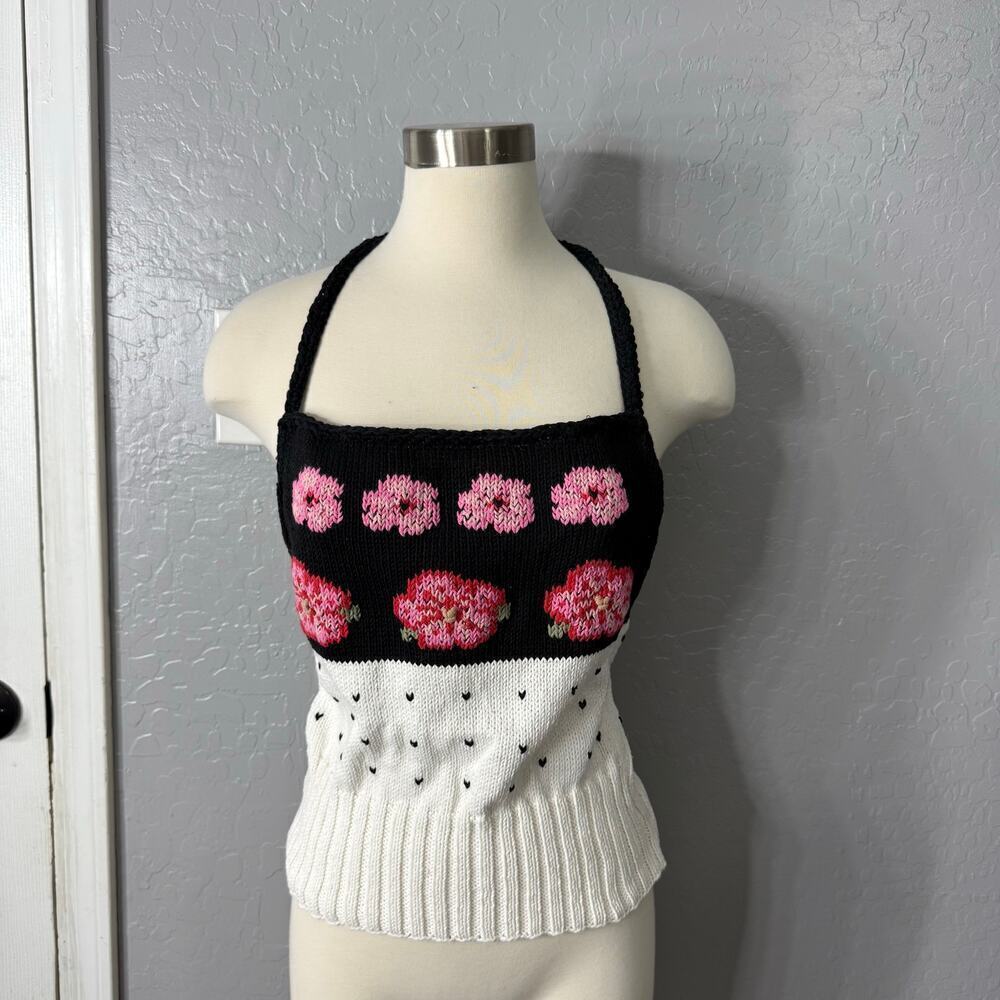 Anthropologie x Mandiga Maggie Flower Icon Open-Back Knit Tank Top, Medium